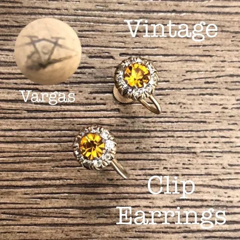 Vintage Topaz Rhinestone Screw Back Clip Earrings